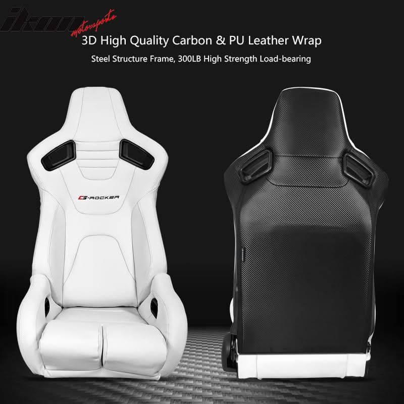 Universal White Bucket Racing Seat Dual Slider Buckle Style Belt PU
