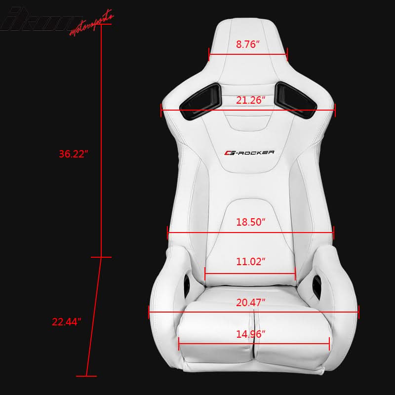 Universal White Bucket Racing Seat Dual Slider Buckle Style Belt PU