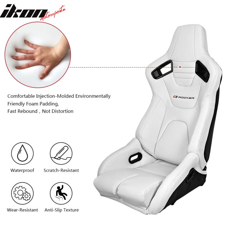 Universal White Bucket Racing Seat Dual Slider Buckle Belt Gray PU