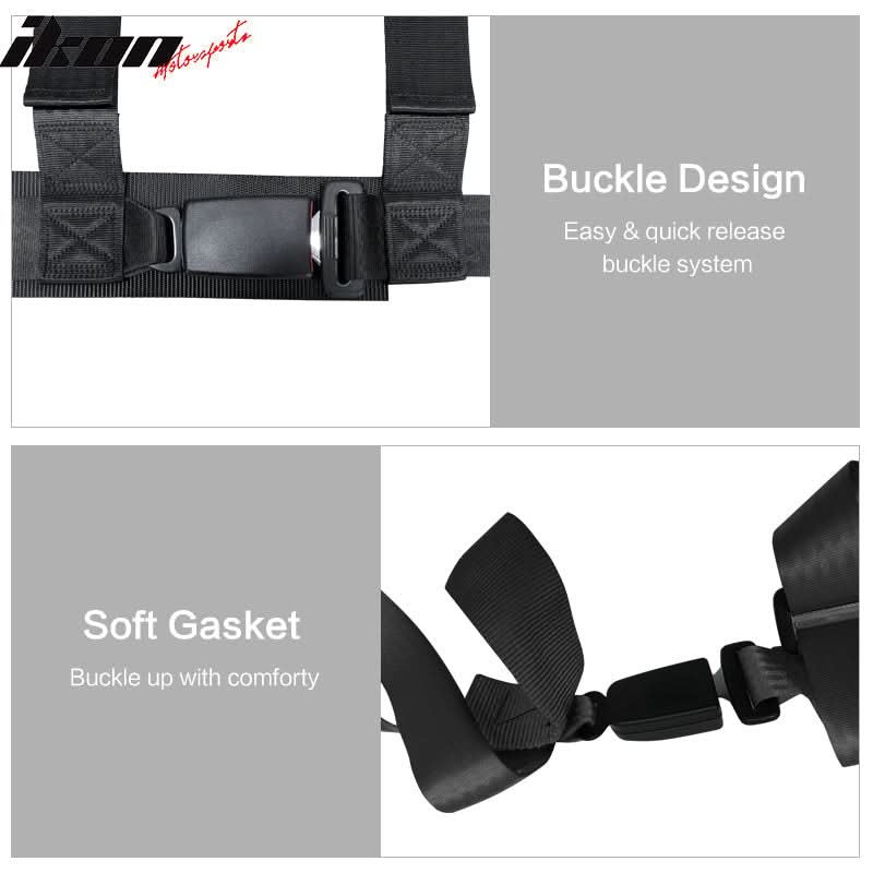 Universal Racing Seat Yellow Plaid Dual Slider Buckle Belt PU Carbon