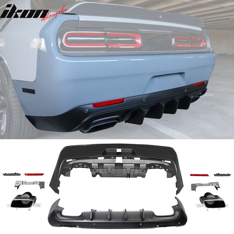 2008-2014 Dodge Challenger 2015+ SRT Hellcat Rear Bumper + V3 Diffuser