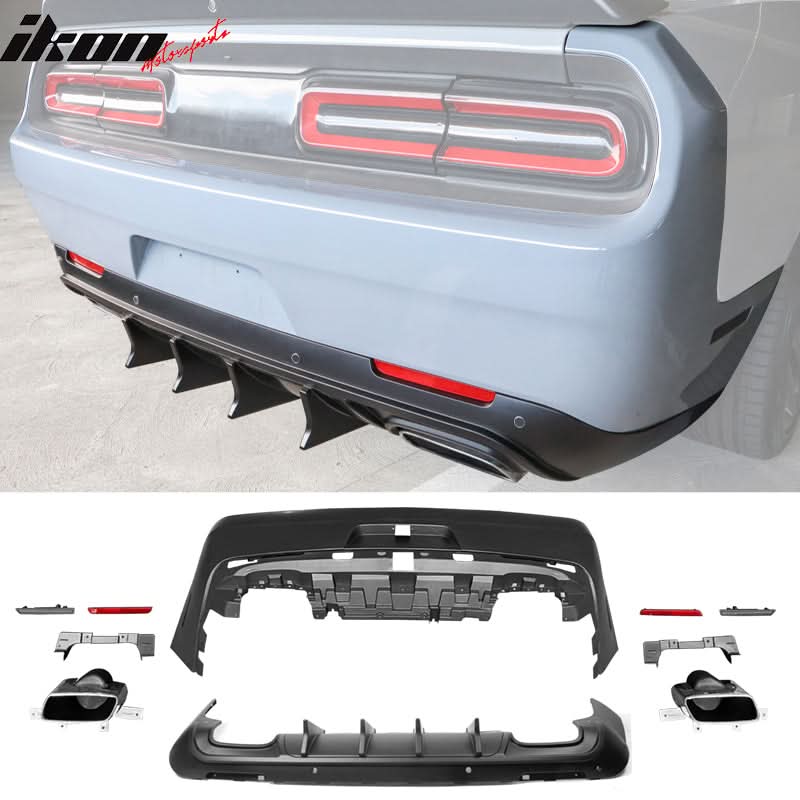 2008-2014 Dodge Challenger Front + Rear Bumper Cover + Diffuser PP