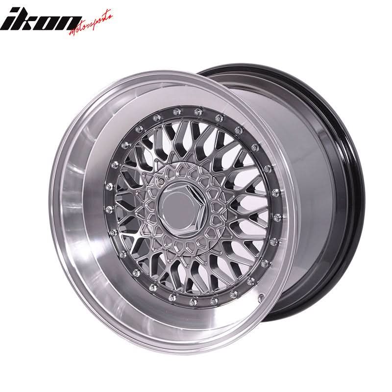 (4) 17X8.5 +25 5X100 / 5X114.3 Step Lip Deep Dish Mesh Wheels Rims