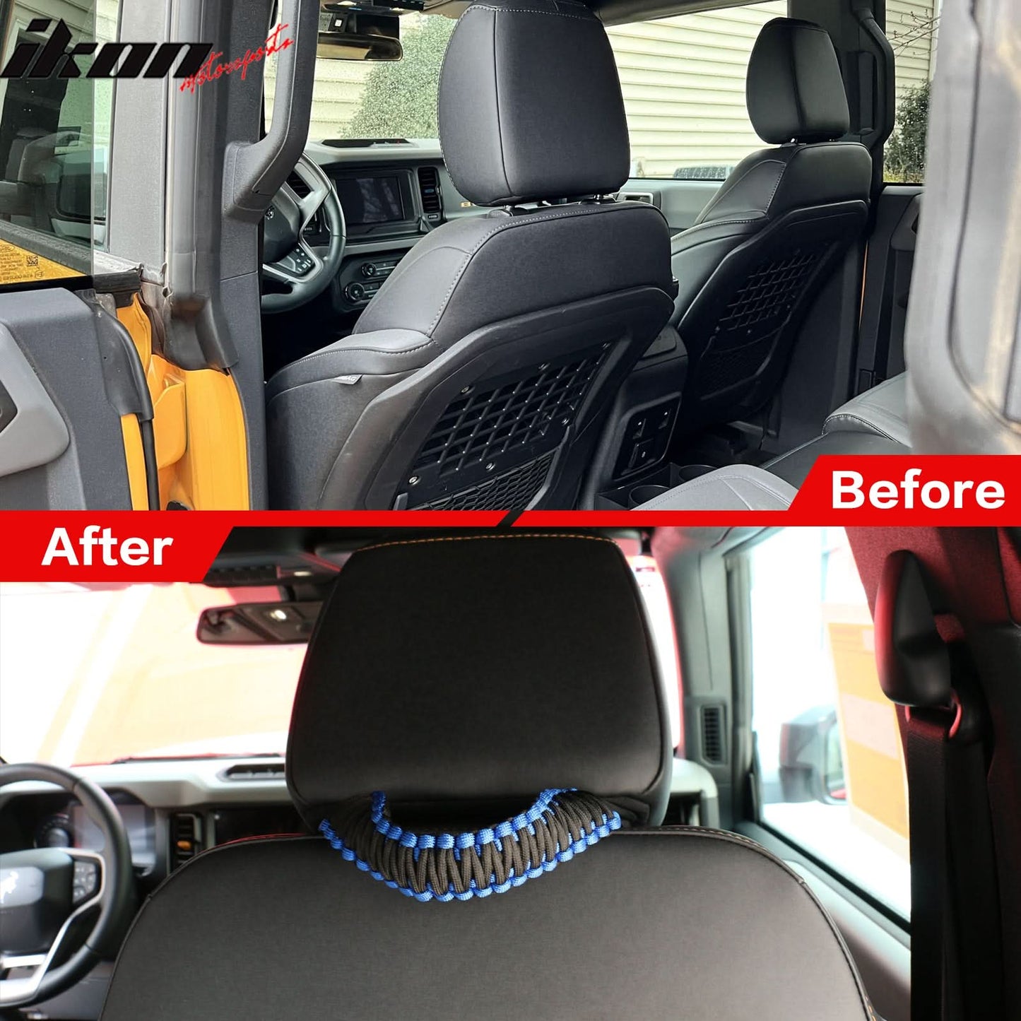 2021-2025 Ford Bronco Headrest Handle + Roll Bar Grab Nylon 4PCS
