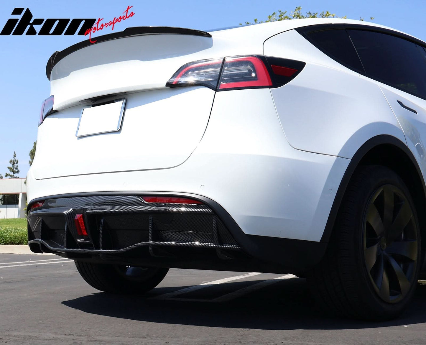 2020-2024 Tesla Y IKON Carbon Fiber Print Rear Lip W/ RearÂ Aprons PP