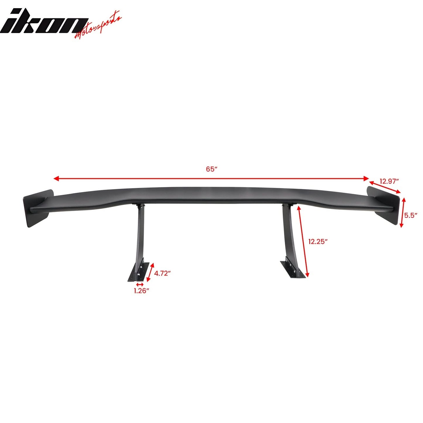 Universal 65'' GT Trunk Spoiler V1 Brackets V4A Legs + Side Plates ABS