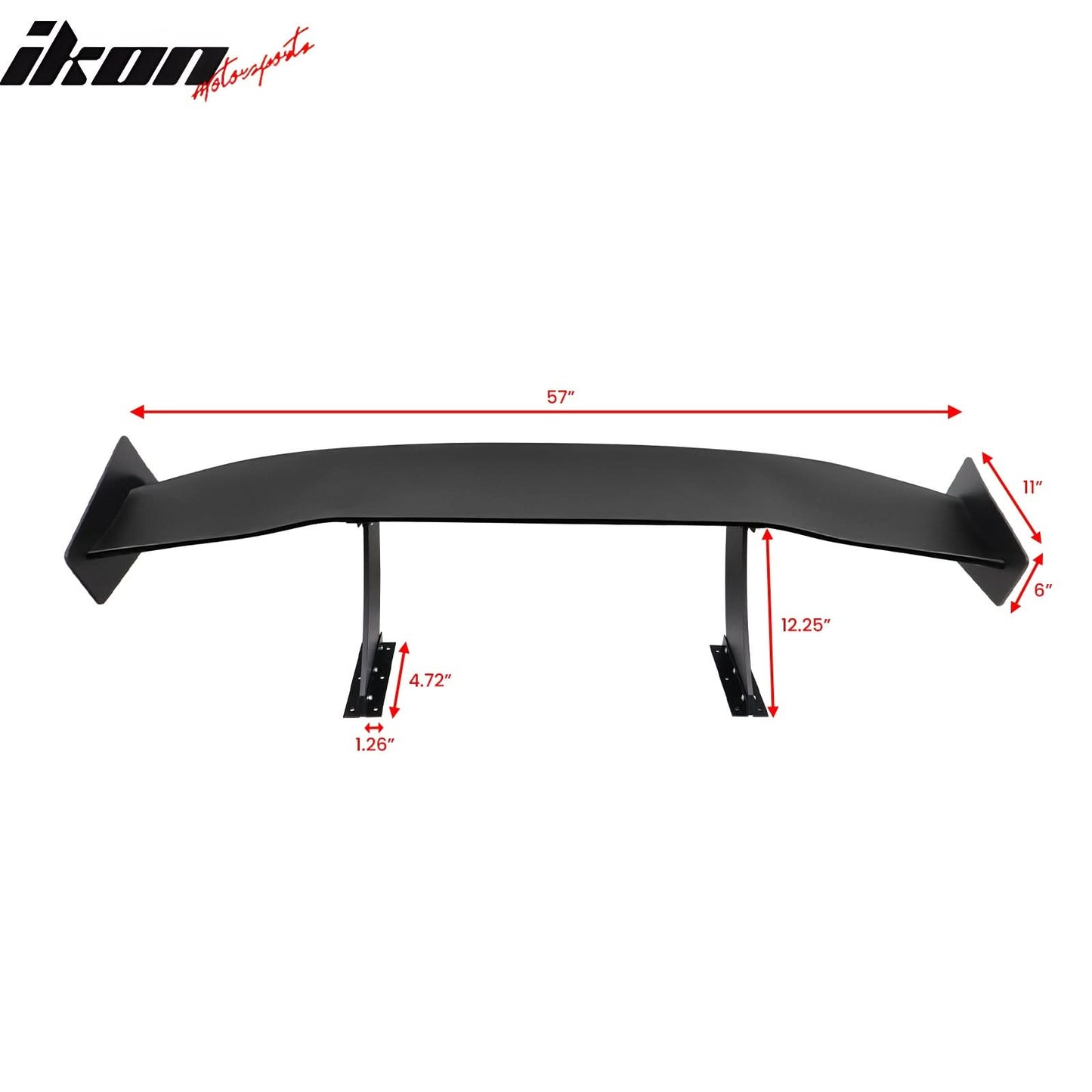 Universal 57'' GT Trunk Spoiler V1 Brackets V4A Legs + V4C Plates ABS