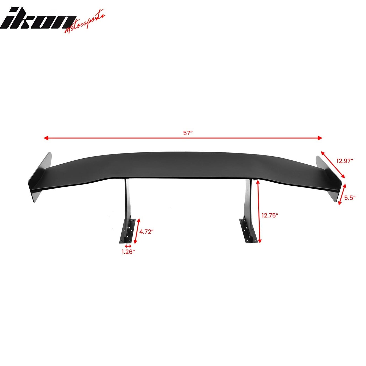 Universal 57'' GT Trunk Spoiler V1 Brackets V4B Legs + V4A Plates ABS