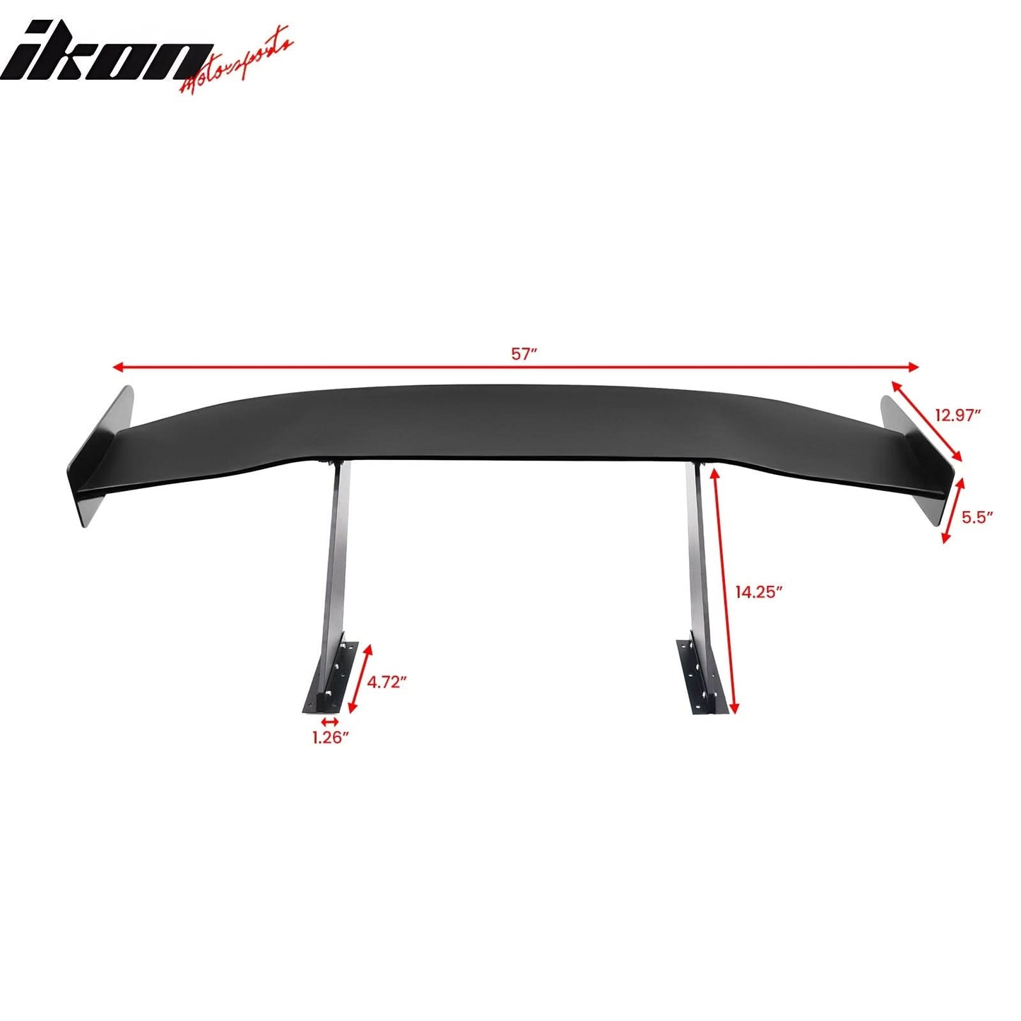 Universal 57'' GT Trunk Spoiler V1 Brackets V4D Legs + V4A Plates ABS