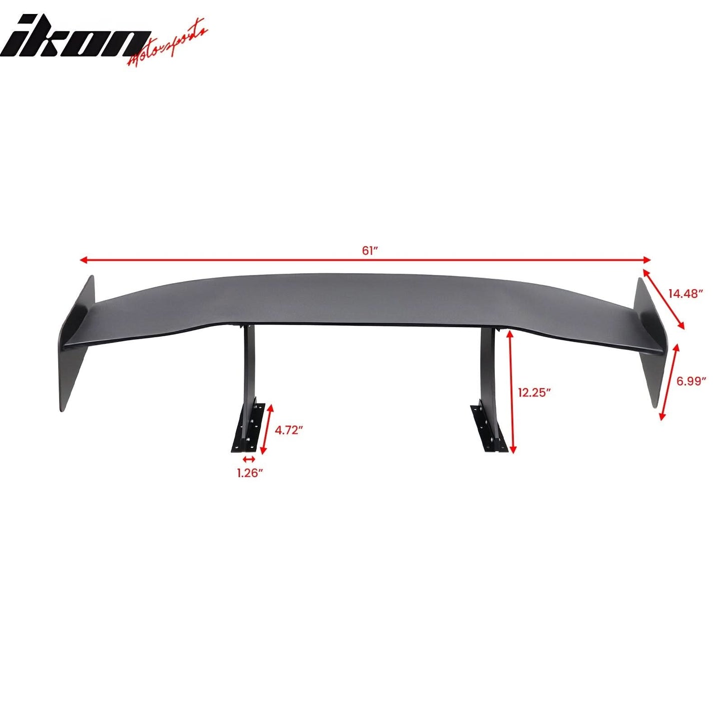 Universal 61'' GT Trunk Spoiler V1 Brackets V4A Legs + V4D Plates ABS
