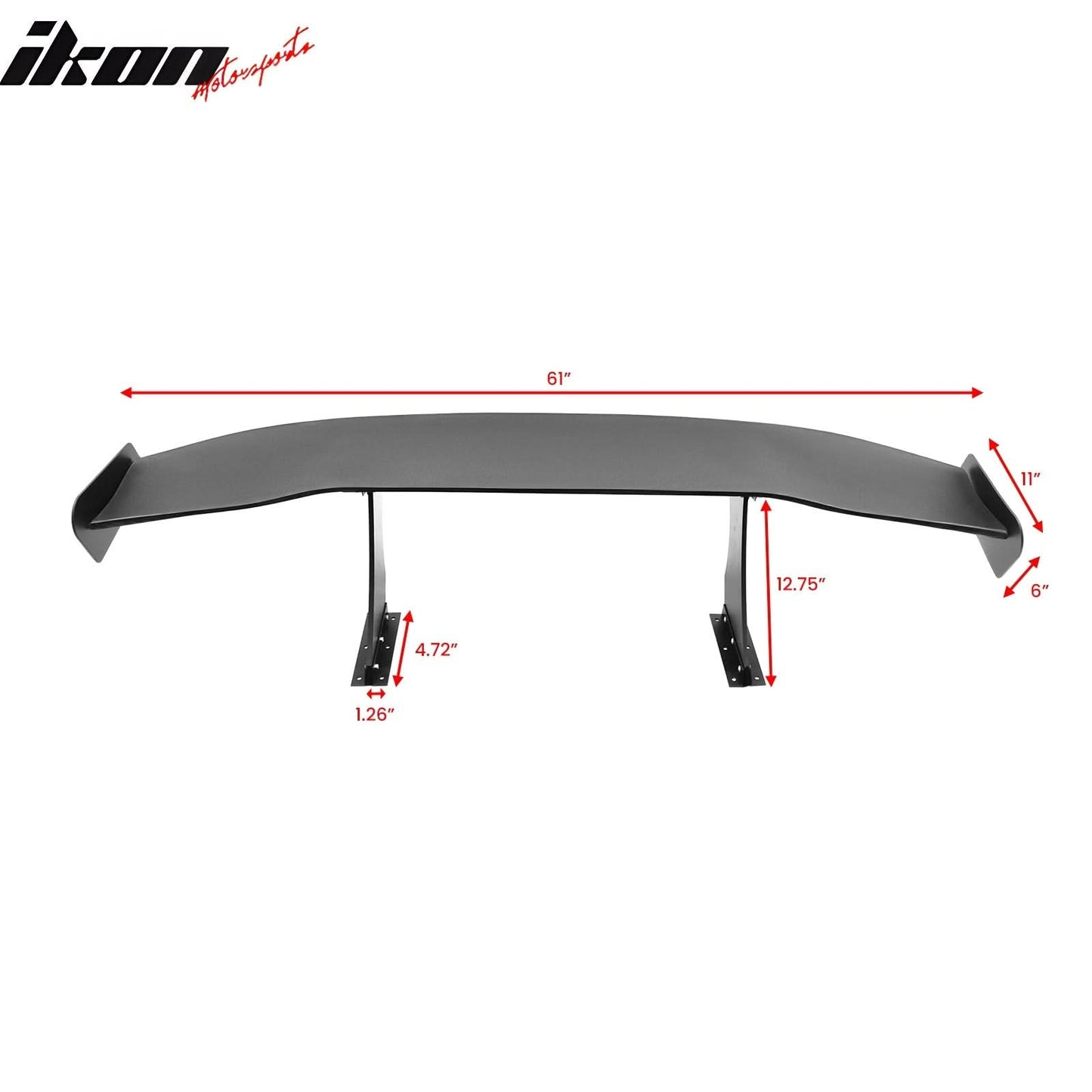 Universal 61'' GT Trunk Spoiler V1 Brackets V4B Legs + V4C Plates ABS