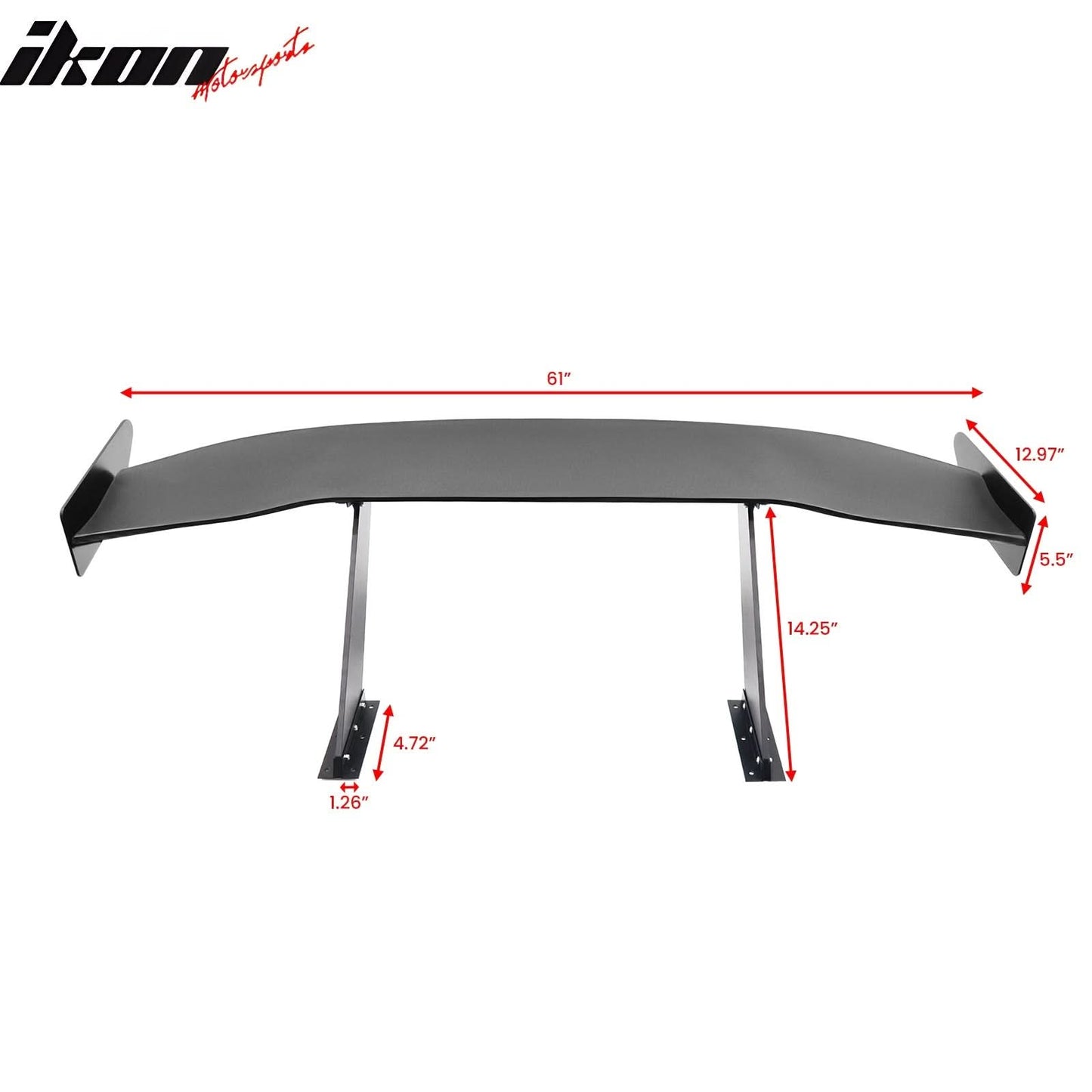Universal 61'' GT Trunk Spoiler V1 Brackets V4D Legs + V4A Plates ABS