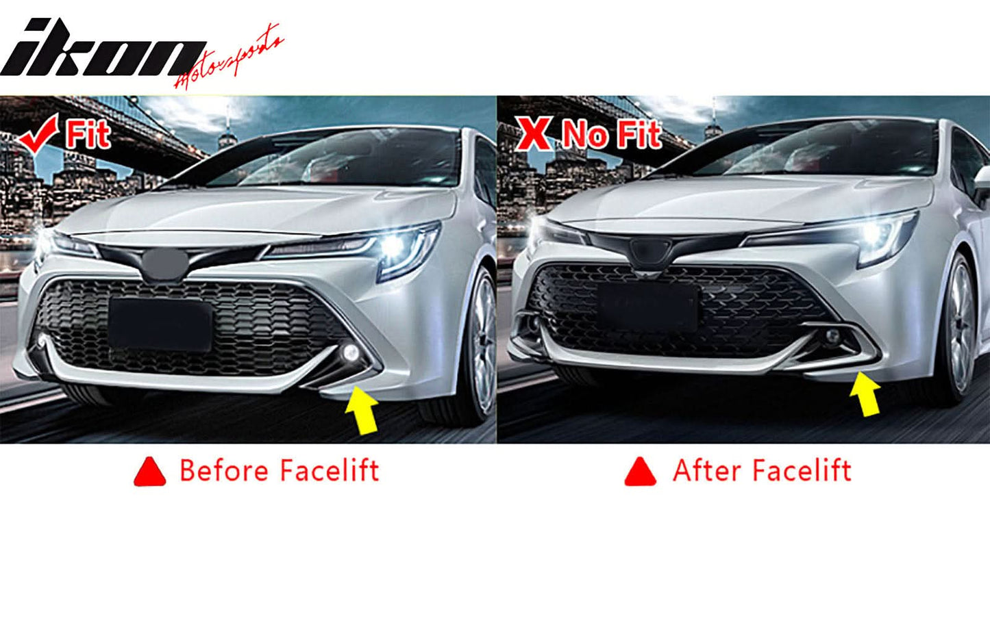 2019-2021 Toyota Corolla Auris 5-Door Matte Black 3PC Front Bumper Lip