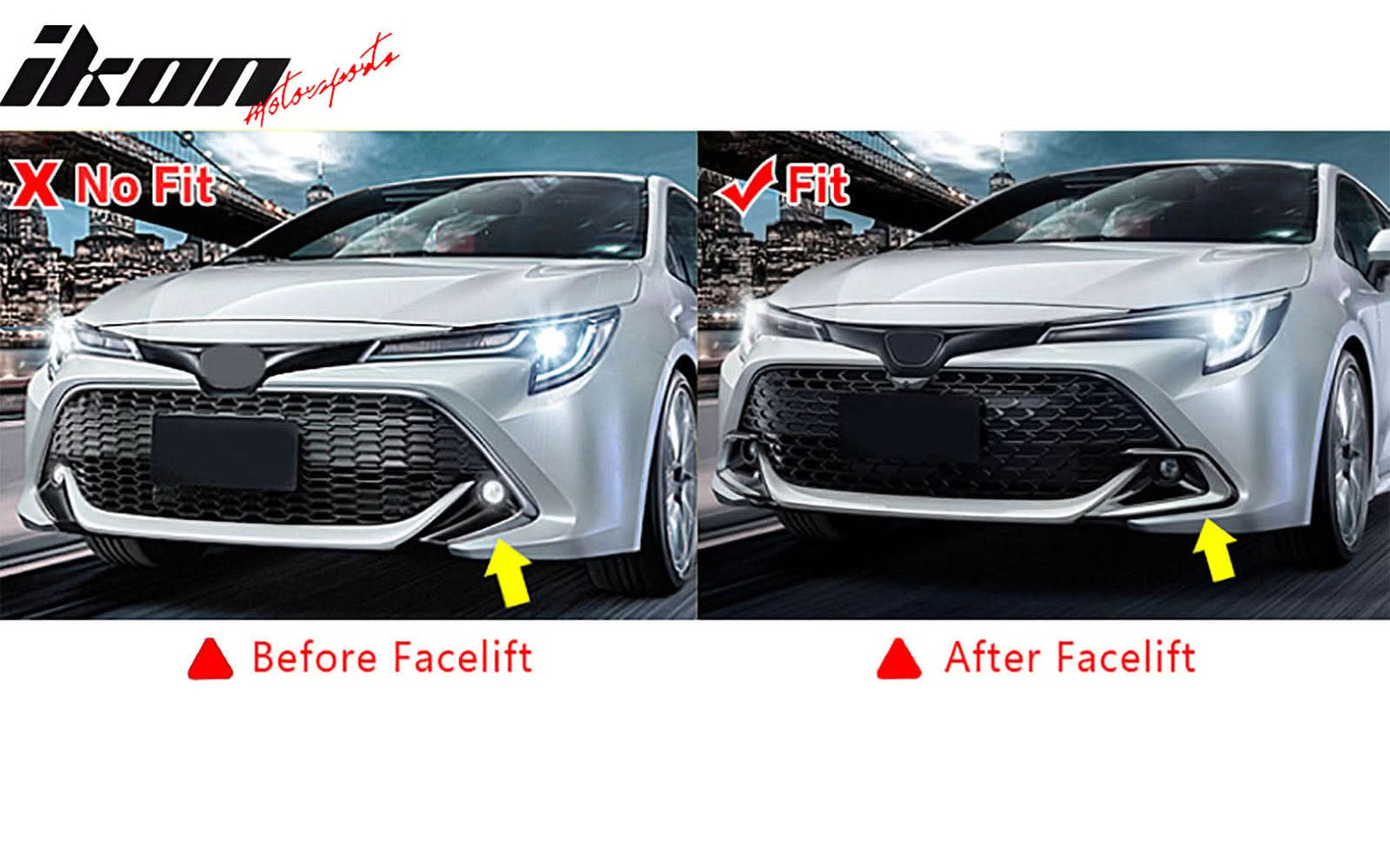 2022-2023 Toyota Corolla Matte Black Front Bumper Lip + Side Canards
