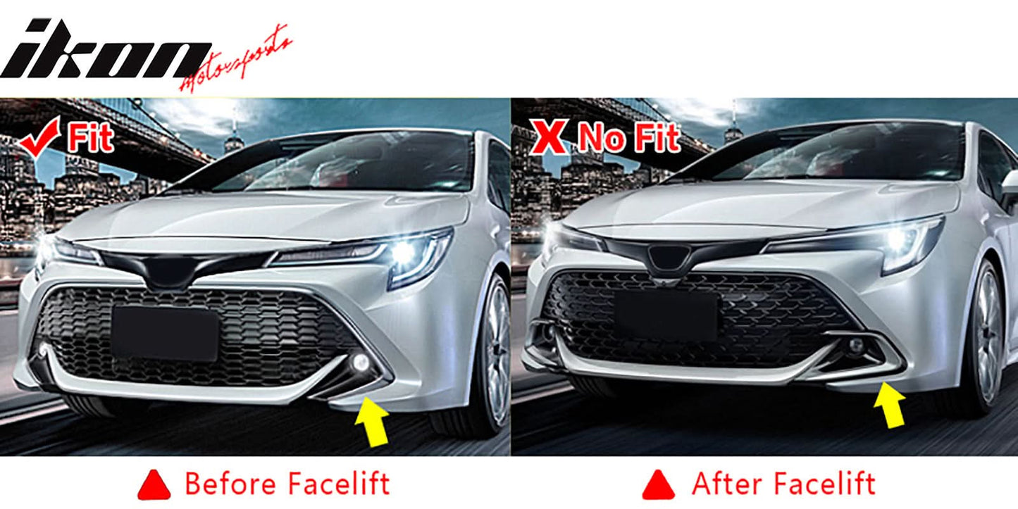 2019-2021 Toyota Corolla Matte Black 3PCS Front Bumper Lip+Side Canard