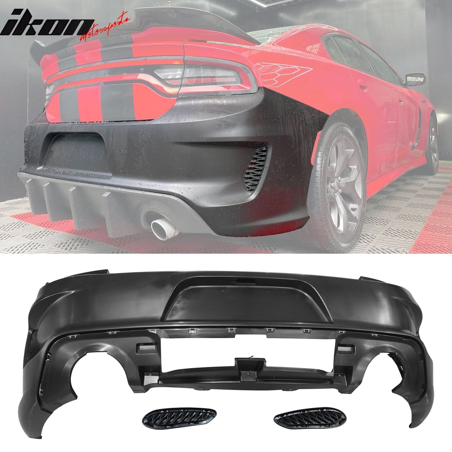 2015-2023 Dodge Charger Rear & Front Bumper + Pink Lip Diffuser PP