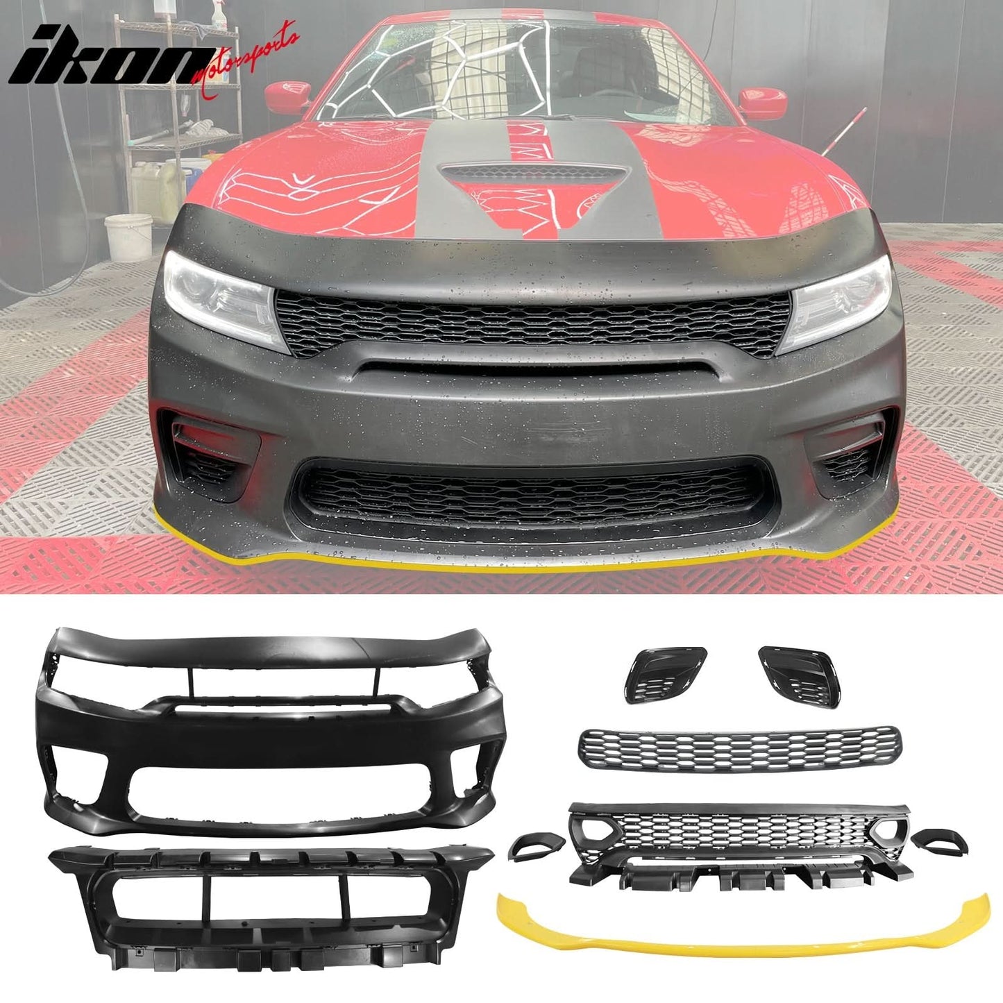 2015-2023 Dodge Charger Rear &  Front Bumper Yellow Lip Diffuser