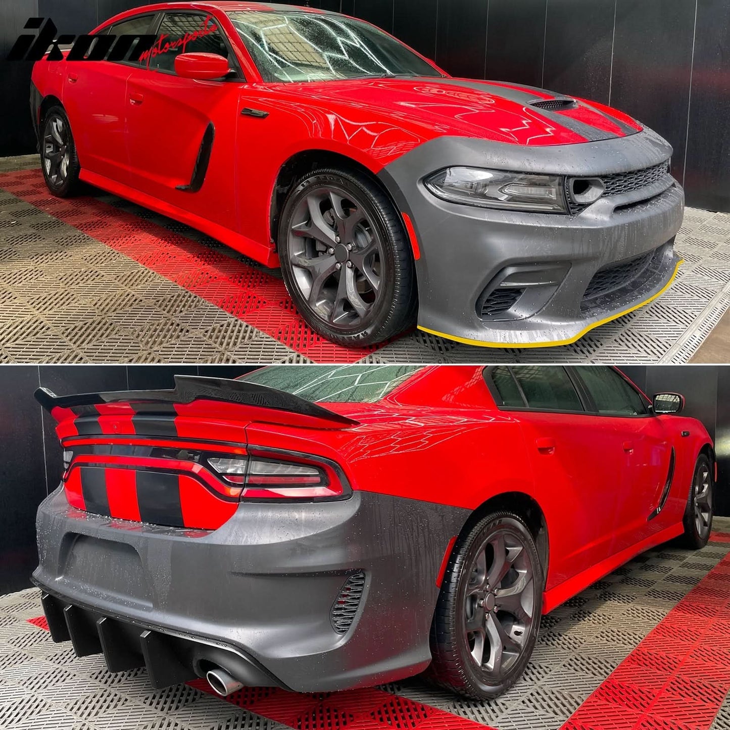 2015-2023 Dodge Charger Rear &  Front Bumper Yellow Lip Diffuser