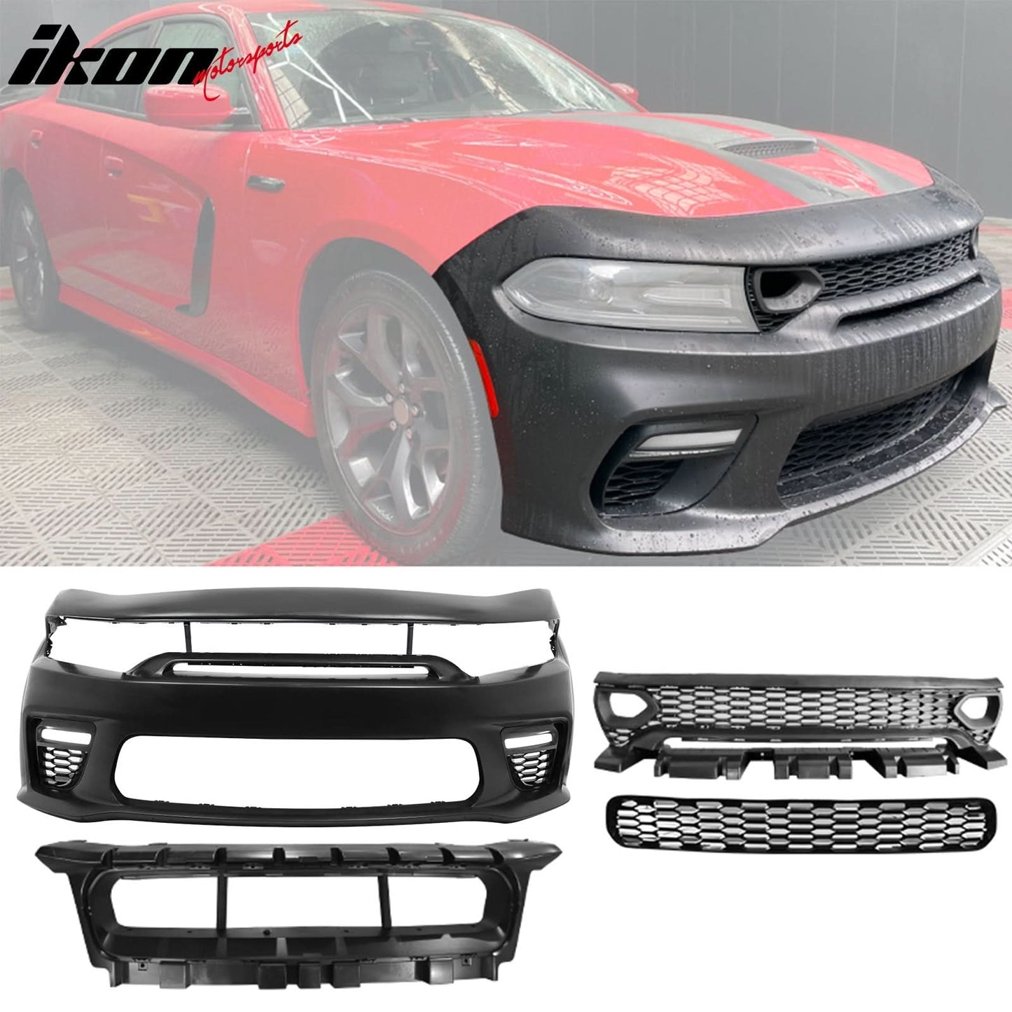 2015-2023 Dodge Charger Widebody SRT Unpainted Front Rear LED Bumpers