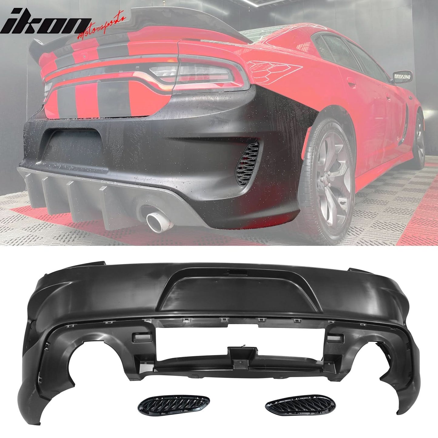 2015-2023 Dodge Charger Widebody SRT Rear Front Bumper Pink Lip PP LED
