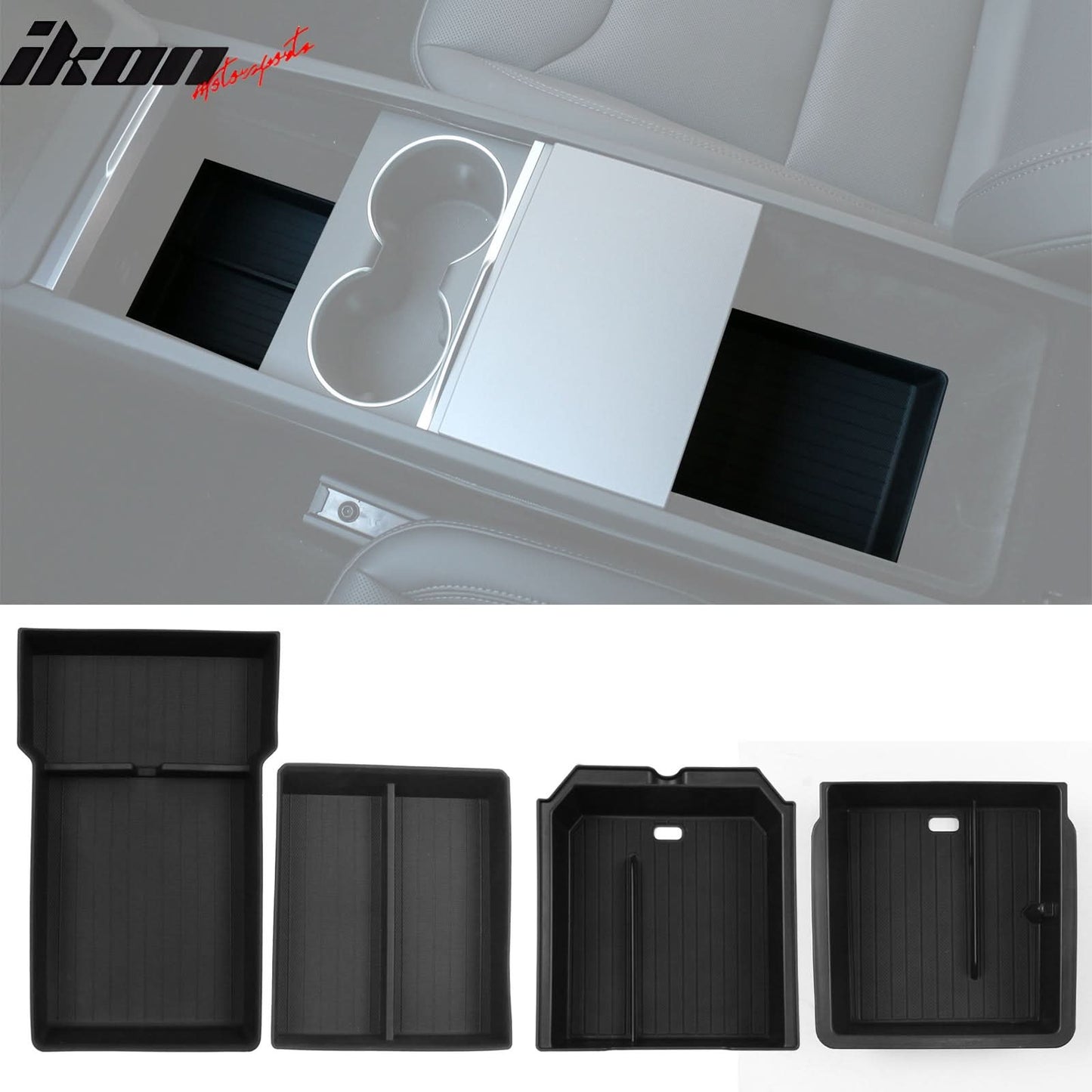 2024-2025 Tesla Model 3 Lower+Upper Center Armrest+Console Storage Box