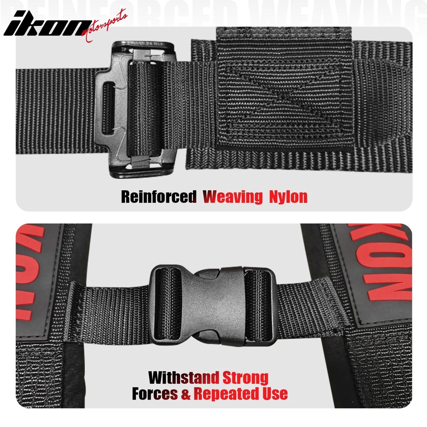 Universal Racing Bucket Seats W/ 4 Point 3" Belt Harness Black