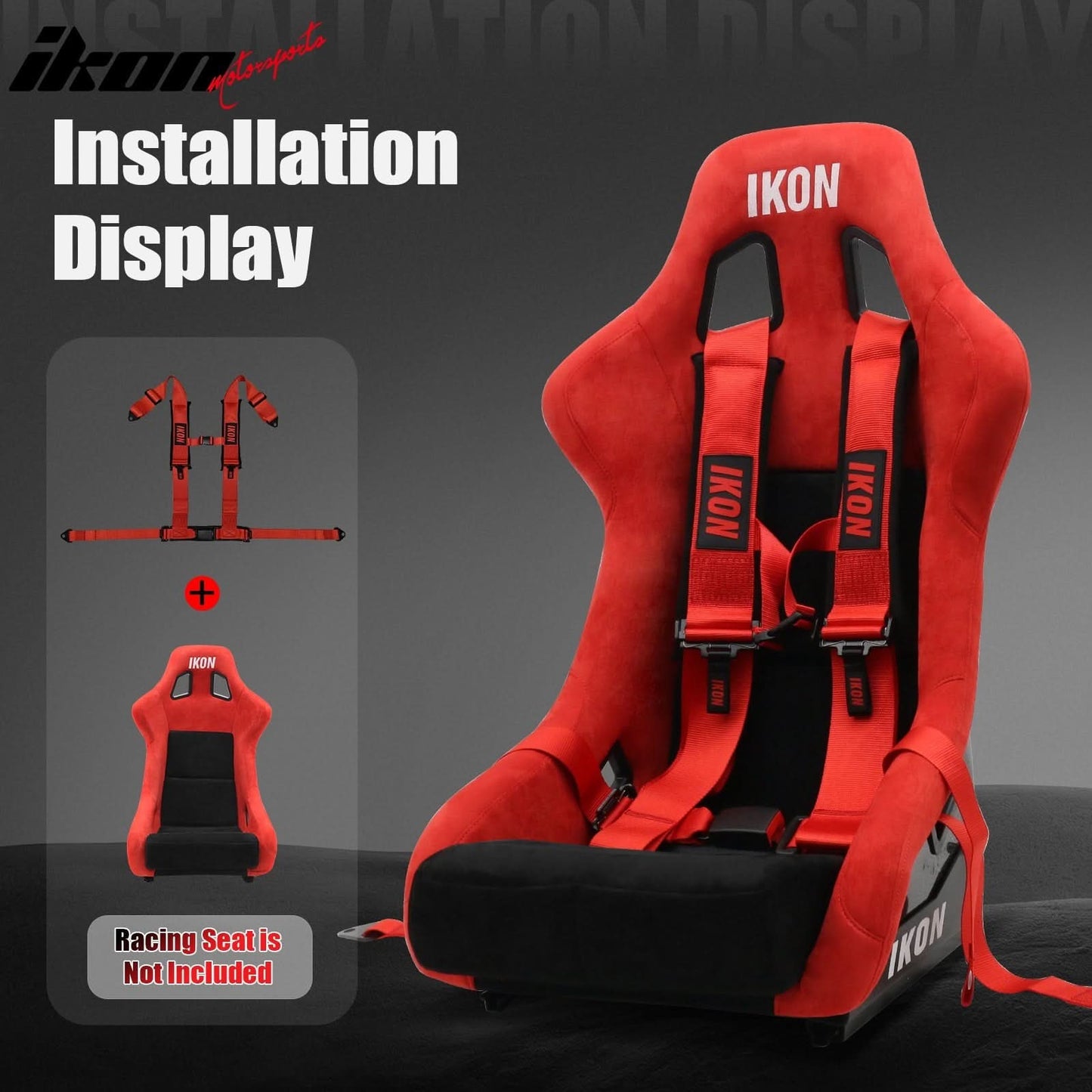 Universal Racing Seat Belt Harness 3" 4 Point Strap Buckle Nylon Red