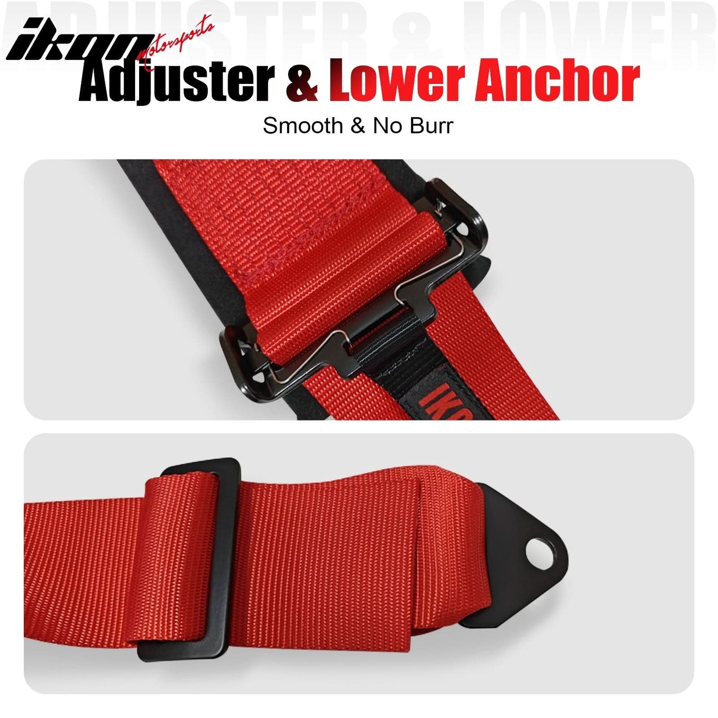 Universal Adjustable Racing Bucket Seats W/4 Point 3" Belt Harness Red