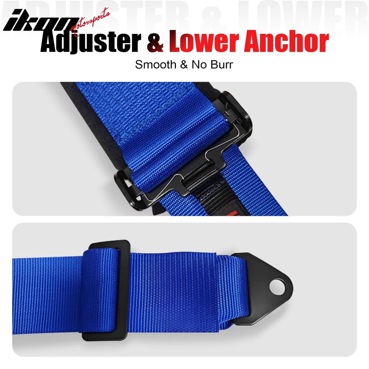 Universal Racing Seat Belt Harness 3" 4 Point Strap Buckle Nylon Blue