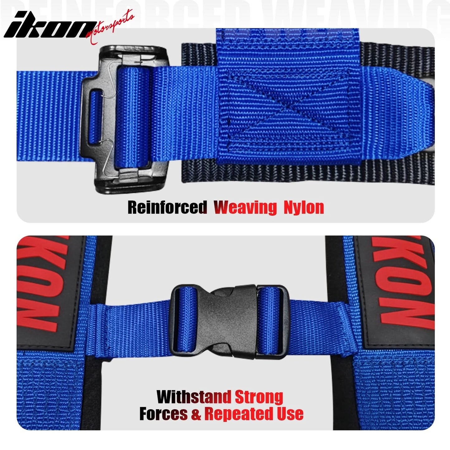 Universal Racing Seat Belt Harness 3" 4 Point Strap Buckle Nylon Blue