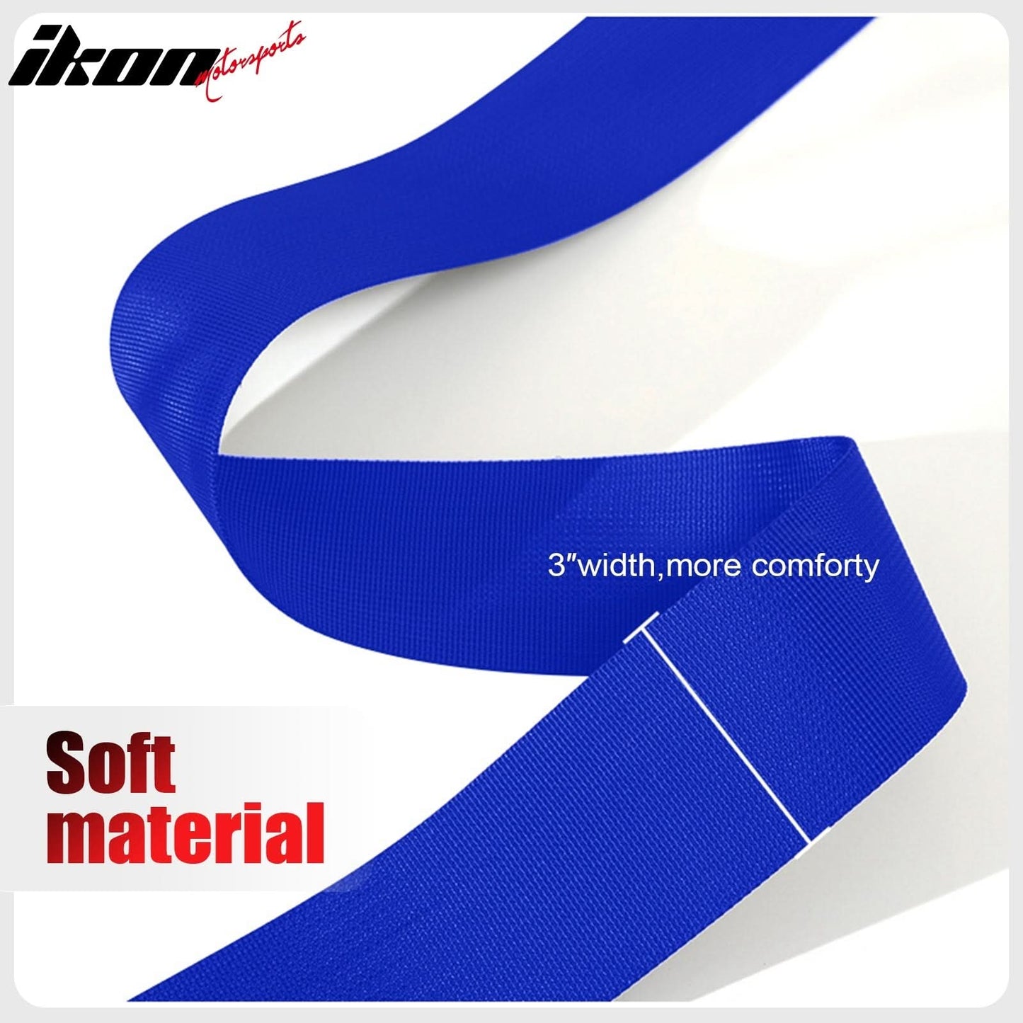 Universal Racing Seat Belt Harness 3" 4 Point Strap Buckle Nylon Blue