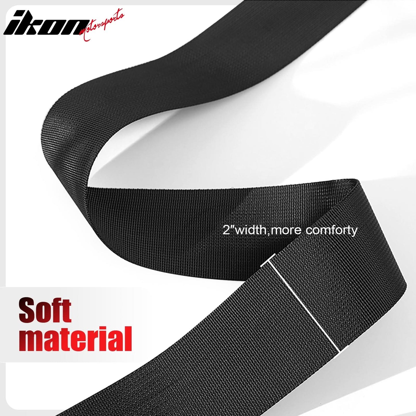 Universal 2" Wide 4 Point Buckle Racing Seat Belt Harness Nylon Black