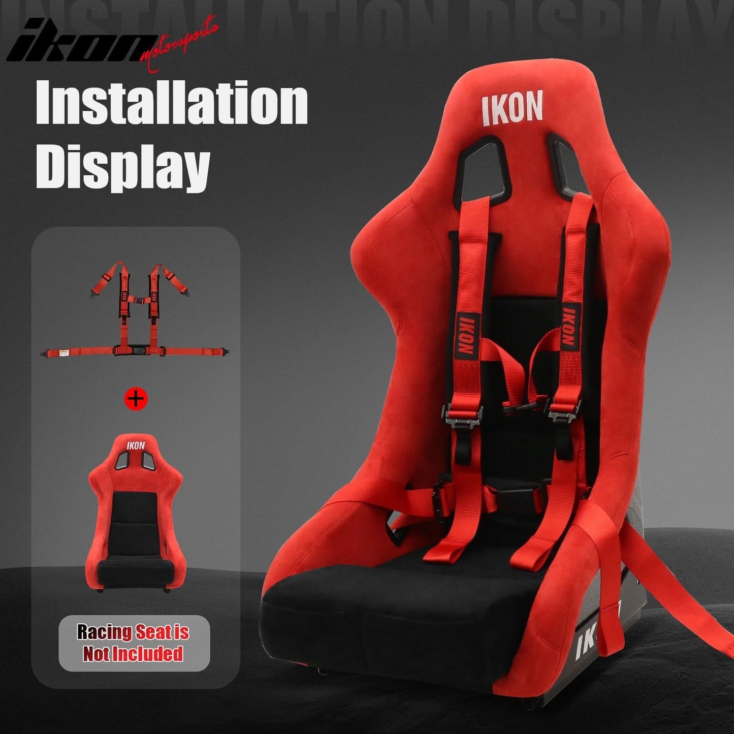 Universal 4 Point Racing Seat Belt Harness 2" Strap Buckle Red