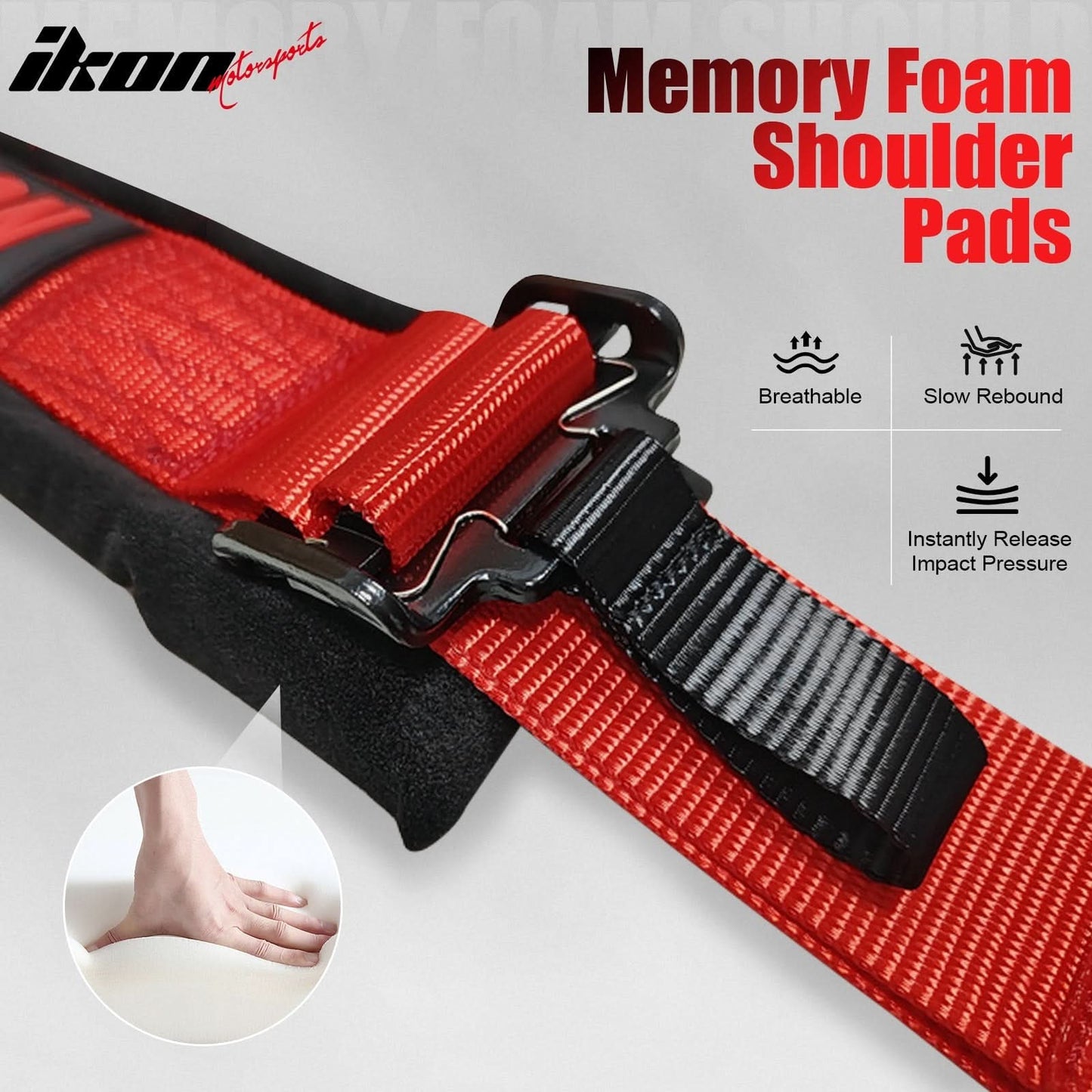 Universal 2" Wide 4 Point Buckle Racing Seat Belt Harness Nylon Red