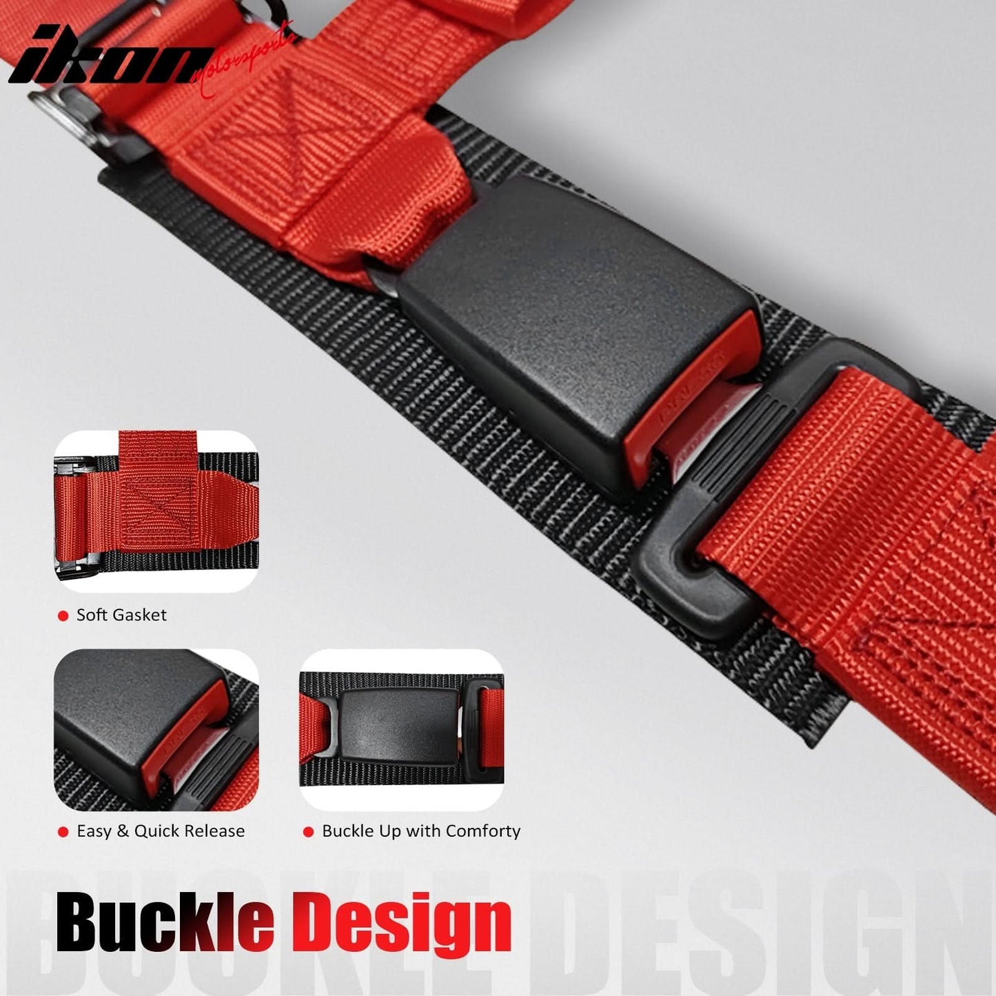 Universal Racing Bucket Seats W/ Slider 4 Point 2" Belt Harness Red
