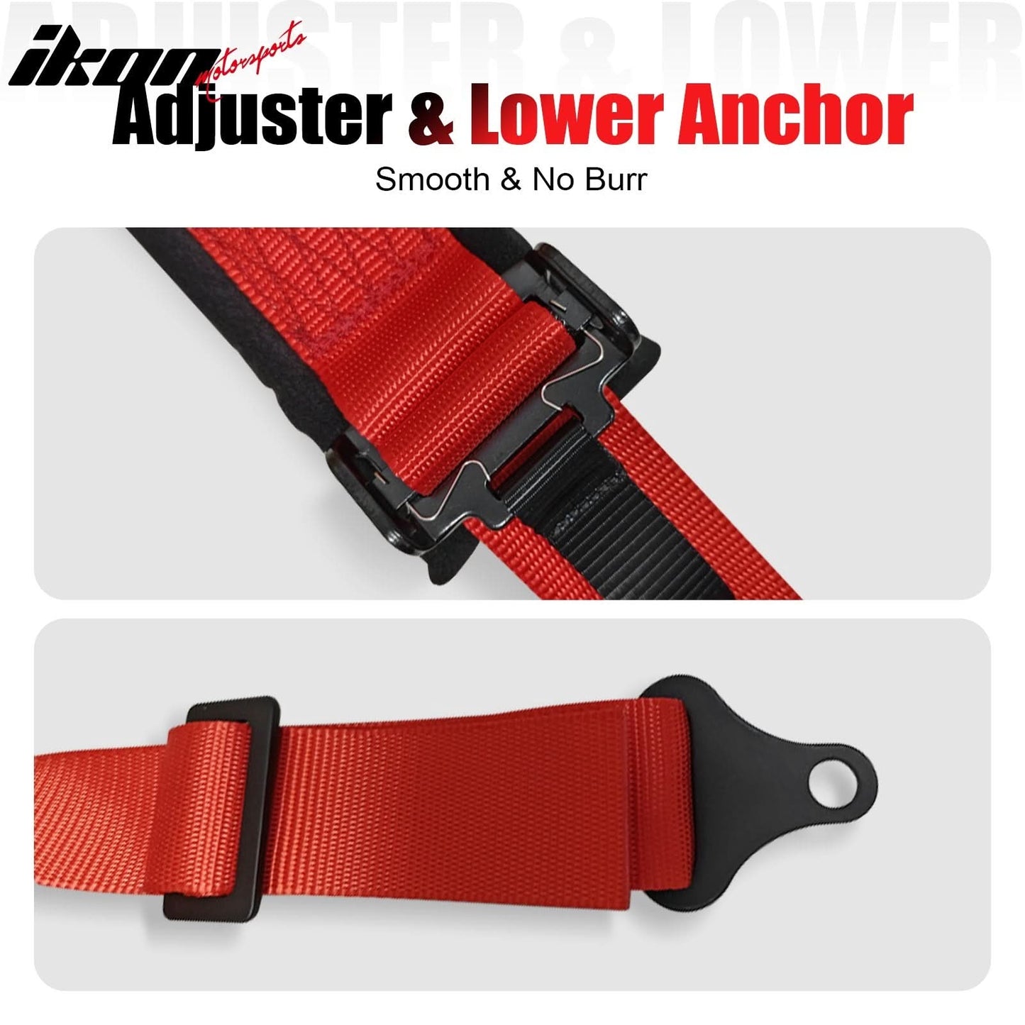 Universal 4 Point Racing Seat Belt Harness 2" Strap Buckle Red