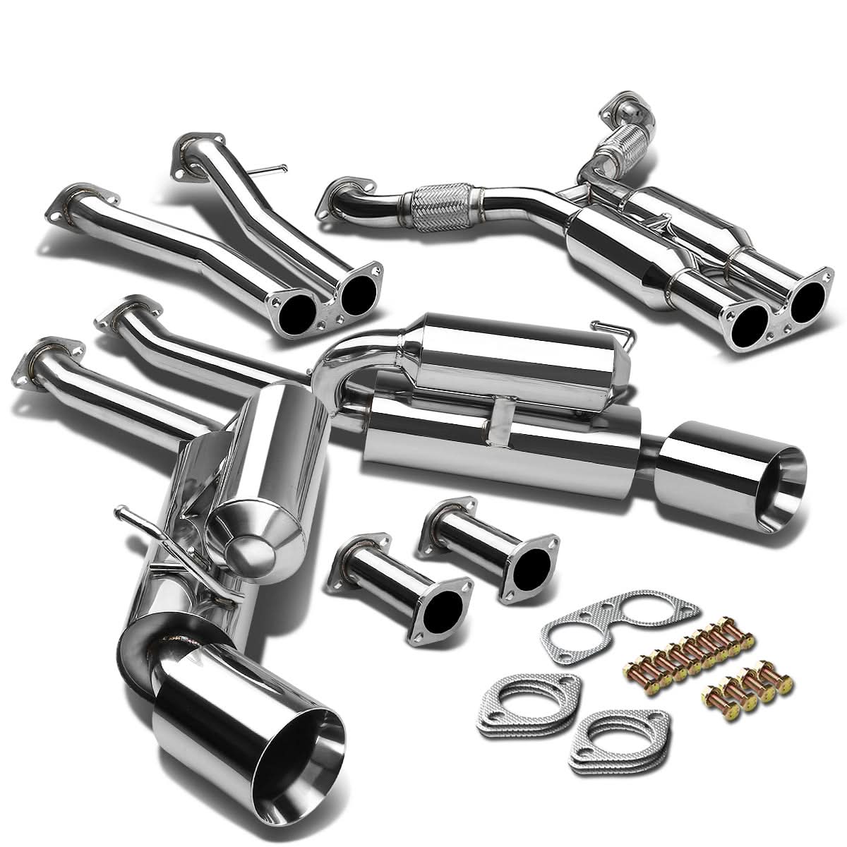 2003-2009 Nissan 350Z / G35 Dual Rolled Tip Catback Exhaust Stainless Steel