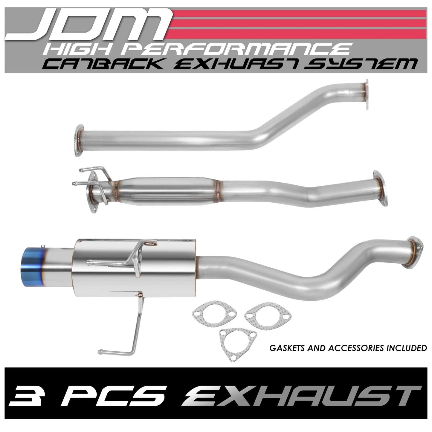 2002-2006 Acura RSX Catback Exhaust System Single Burnt Tip Stainless Steel