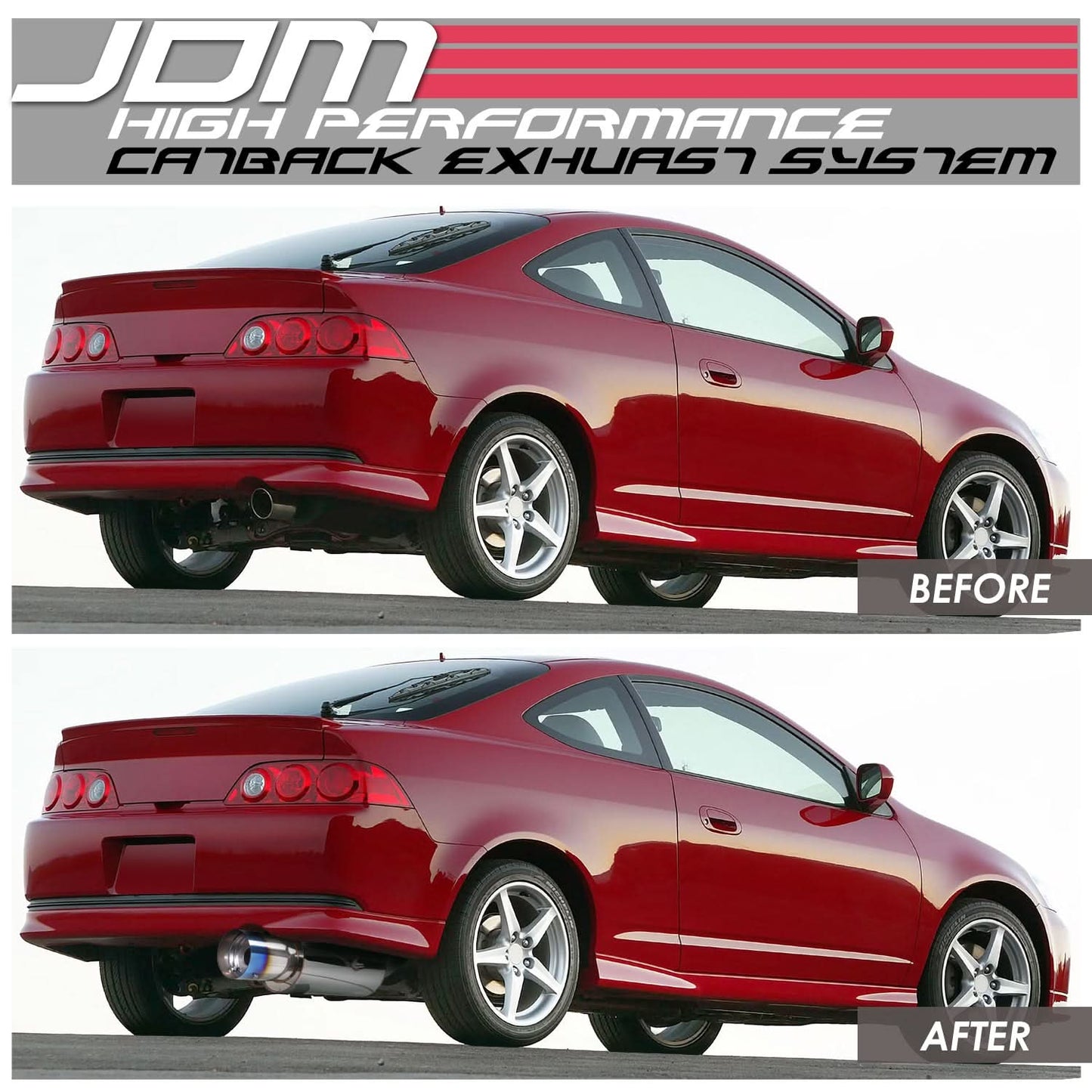 2002-2006 Acura RSX Catback Exhaust System Single Burnt Tip Stainless Steel