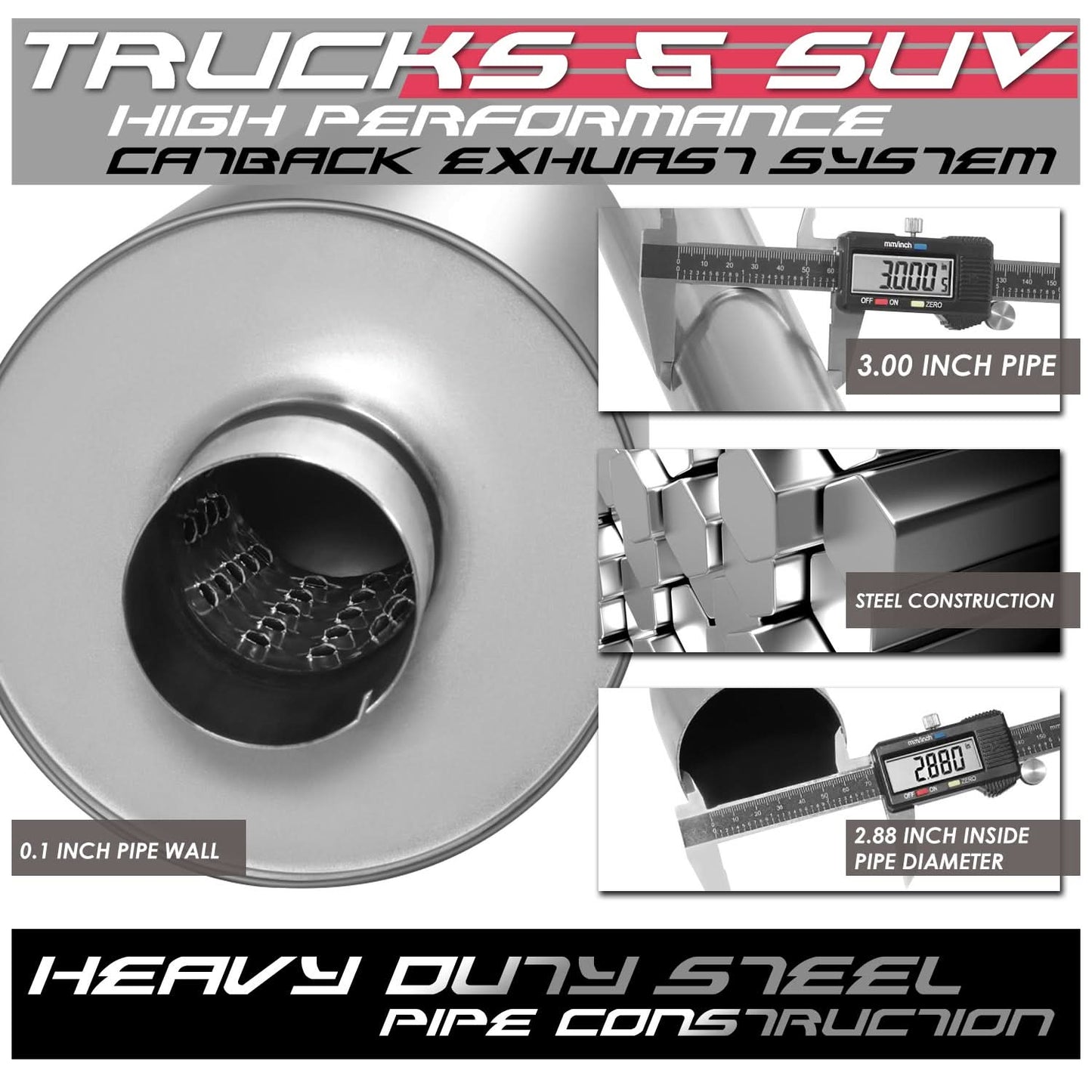 98-01 Dodge Ram 1500 2500 3500 Catback Exhaust Single Tip Stainless Steel