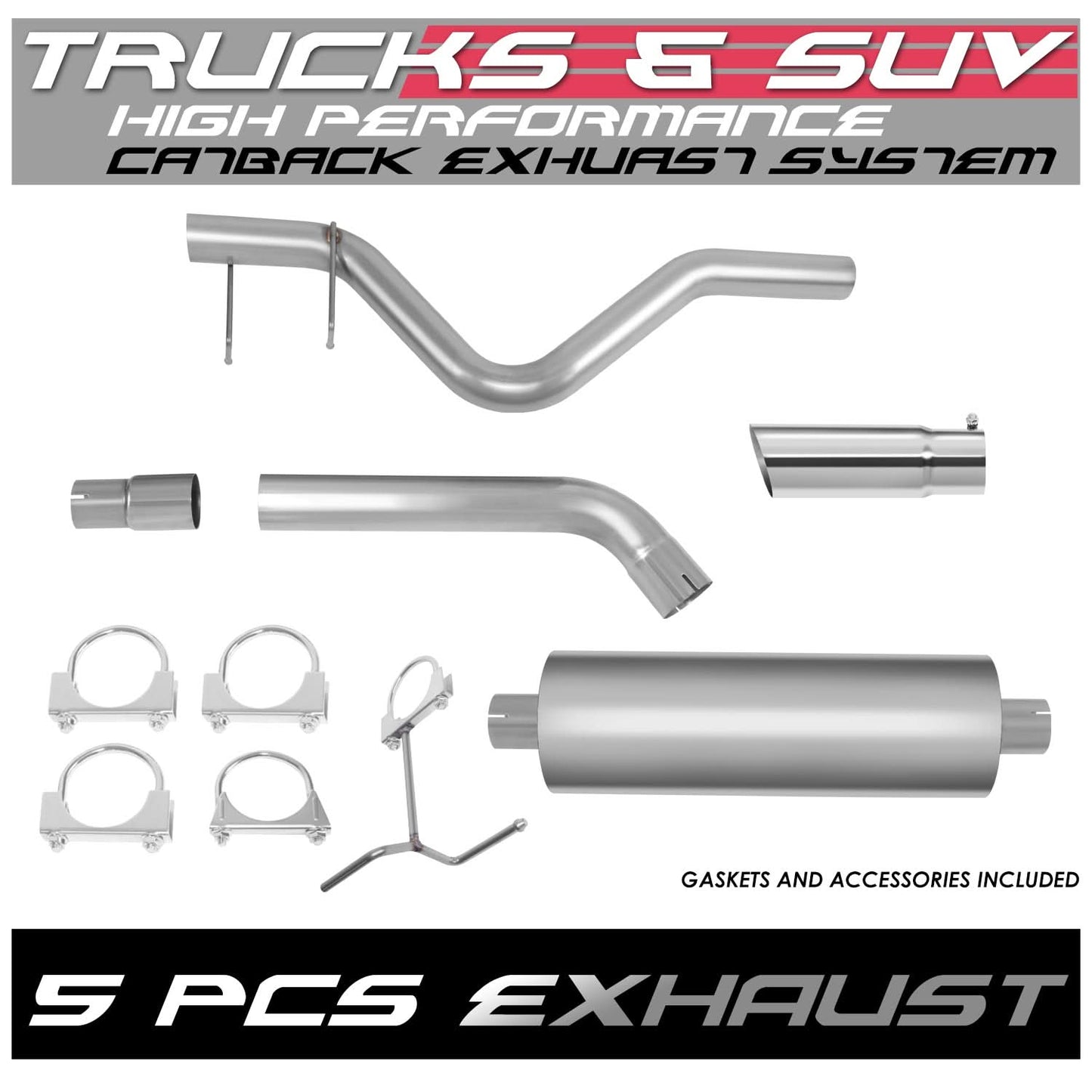 98-01 Dodge Ram 1500 2500 3500 Catback Exhaust Single Tip Stainless Steel
