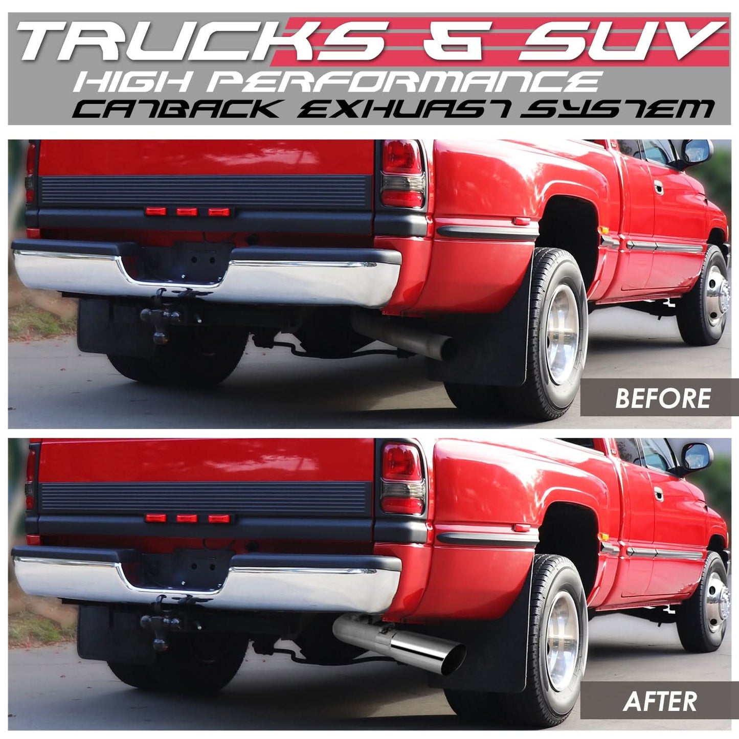 98-01 Dodge Ram 1500 2500 3500 Catback Exhaust Single Tip Stainless Steel