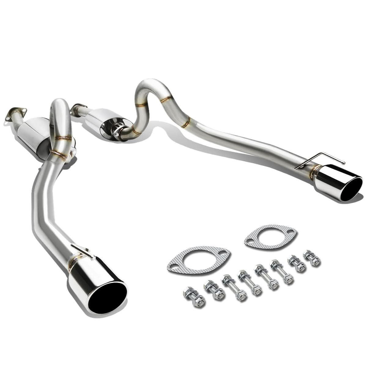 1996-2004 Ford Mustang V8 Catback Exhaust Dual Round Tip Stainless Steel