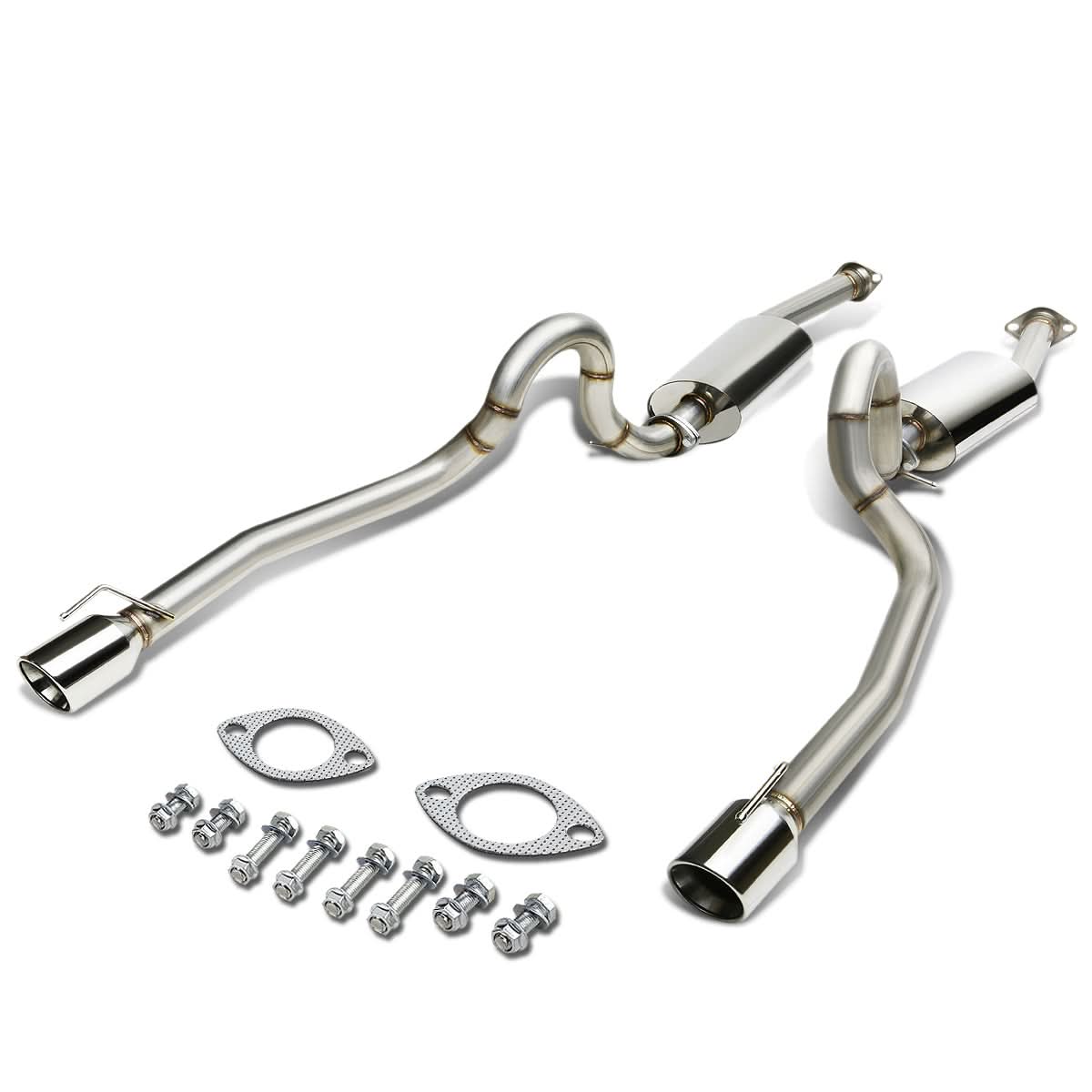1996-2004 Ford Mustang V8 Dual Rolled Tip Catback Exhaust - Stainless Steel