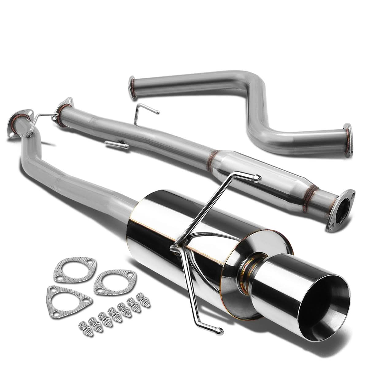 90-93 Honda Accord Single Rolled Tip Catback Exhaust - Stainless Steel