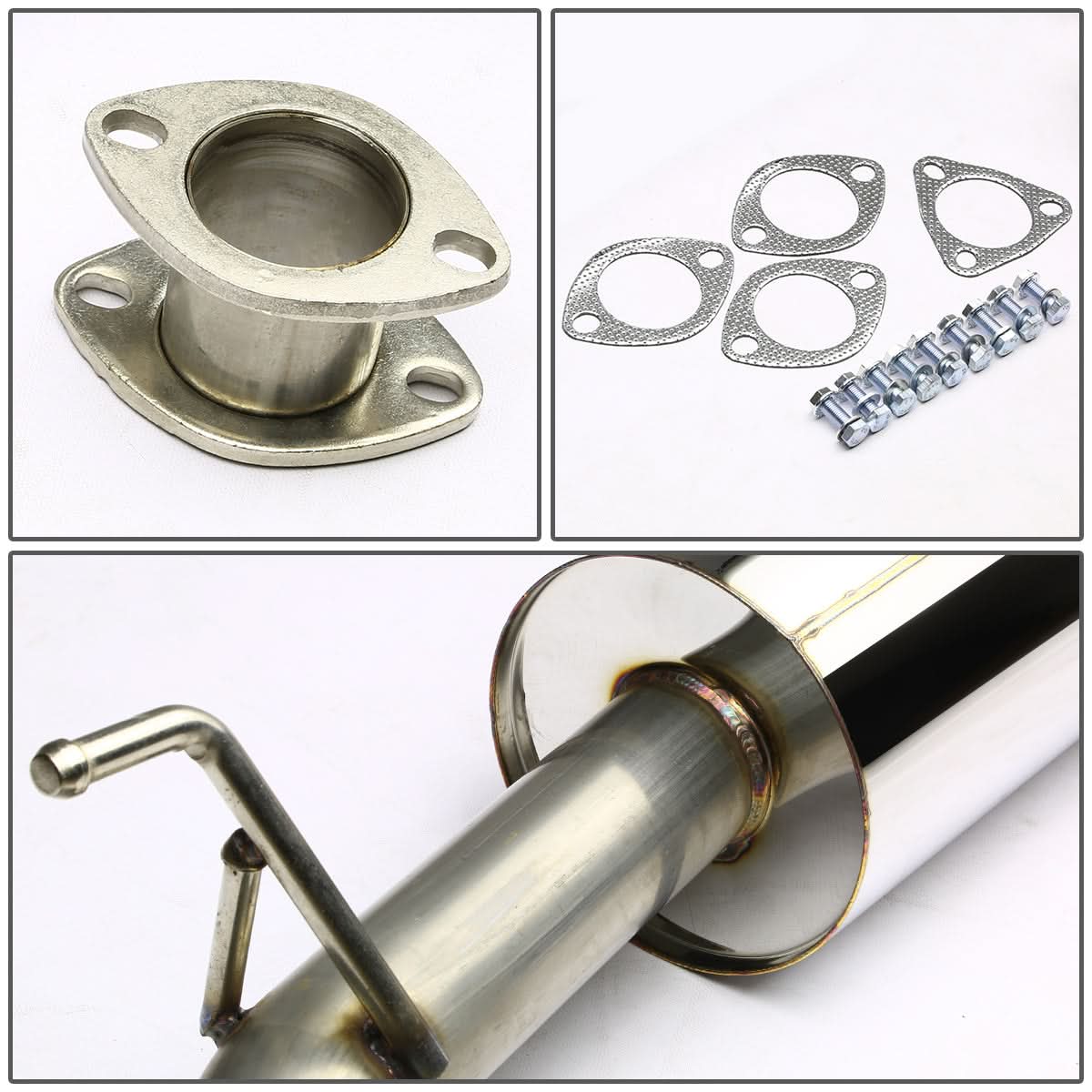 98-02 Honda Accord Single Rolled Tip Catback Exhaust Stainless Steel