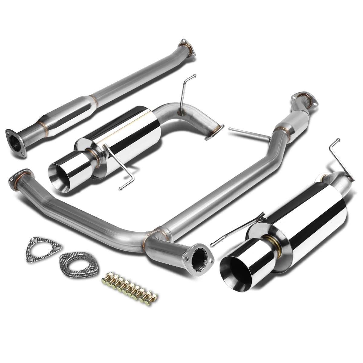 98-02 Honda Accord V6 Dual Rolled Tip Catback Exhaust Stainless Steel