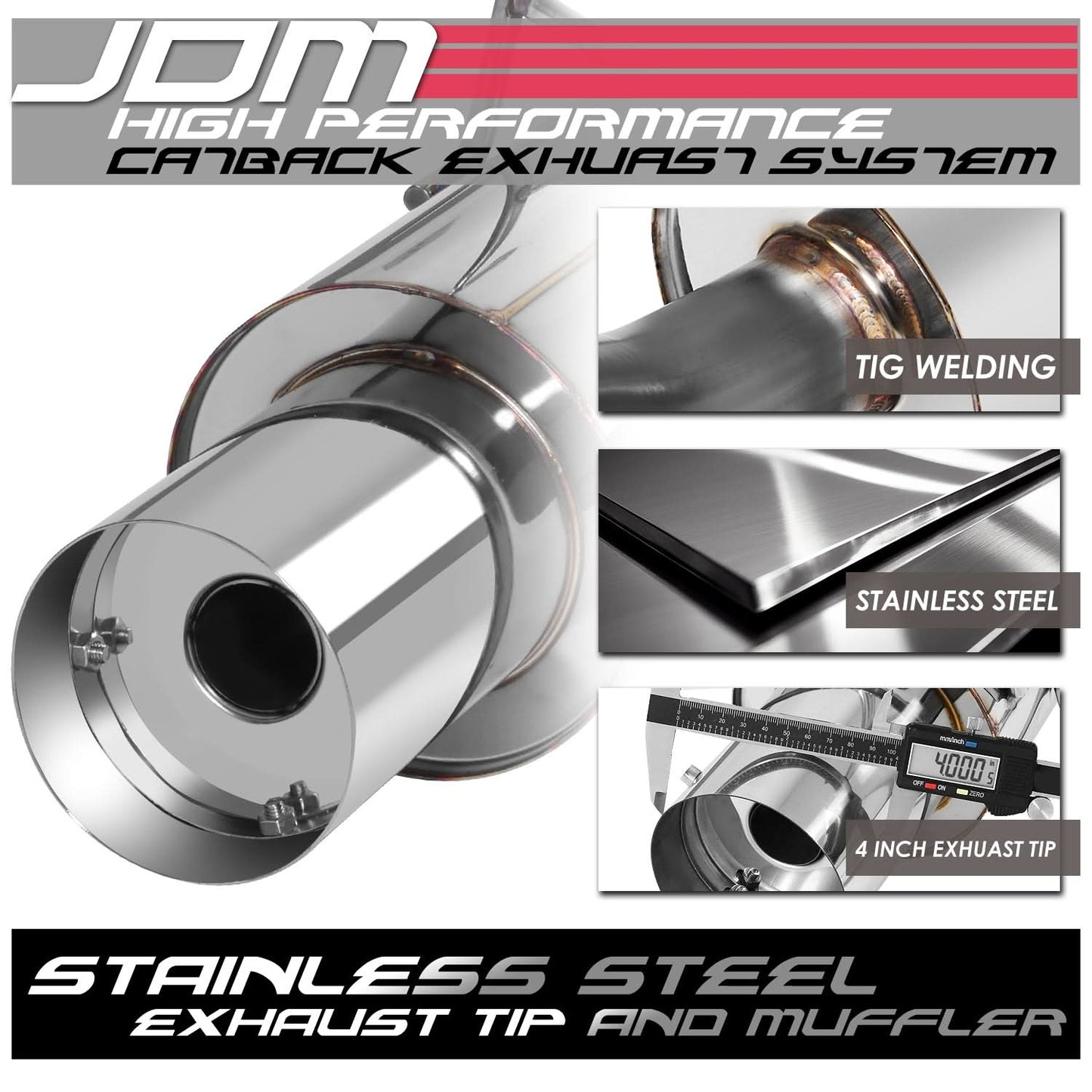 01-05 Honda Civic DX/LX Catback Exhaust Single Tip Stainless Steel