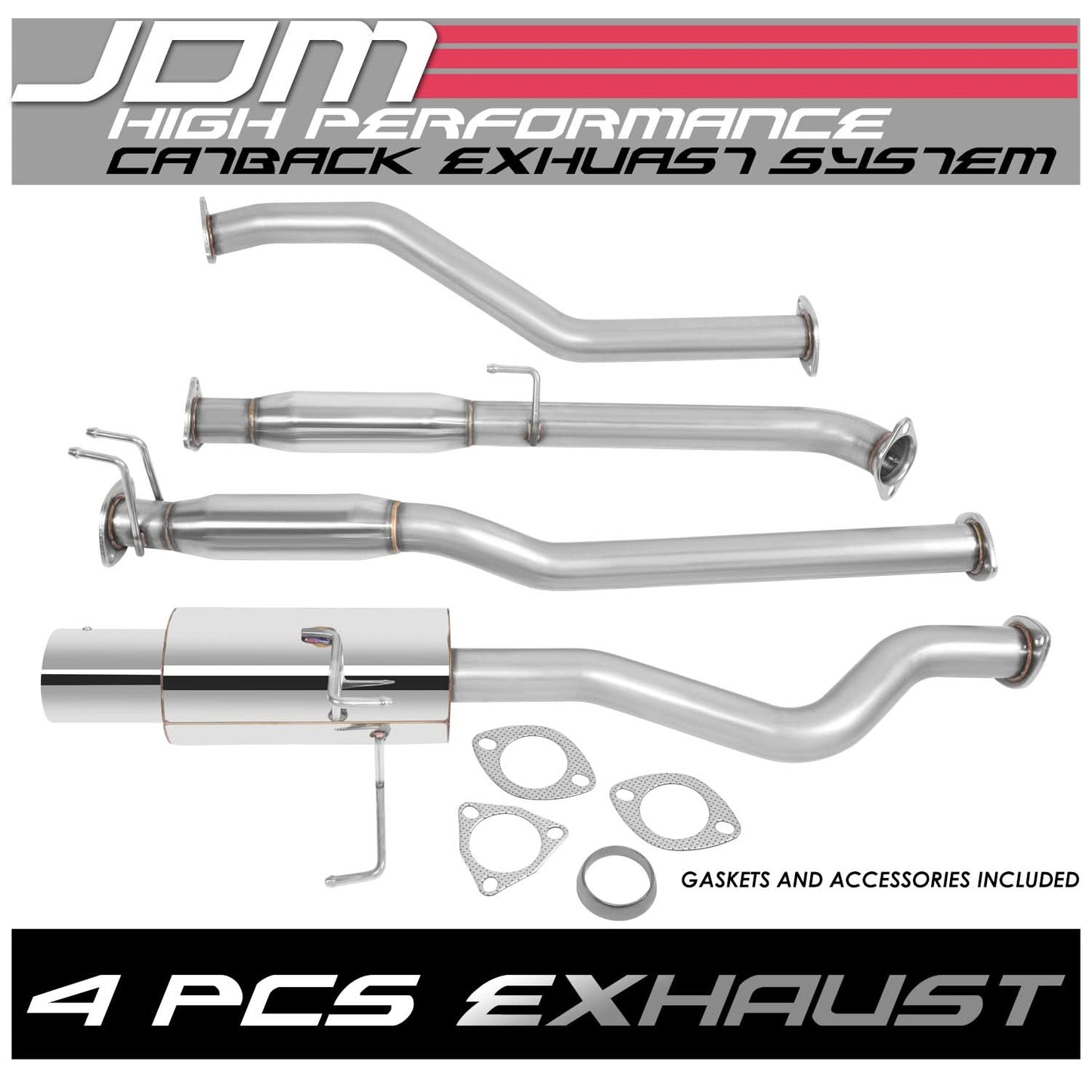 01-05 Honda Civic DX/LX Catback Exhaust Single Tip Stainless Steel