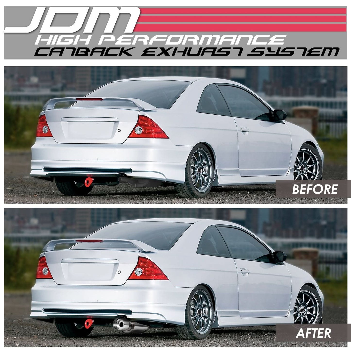 01-05 Honda Civic DX/LX Catback Exhaust Single Tip Stainless Steel